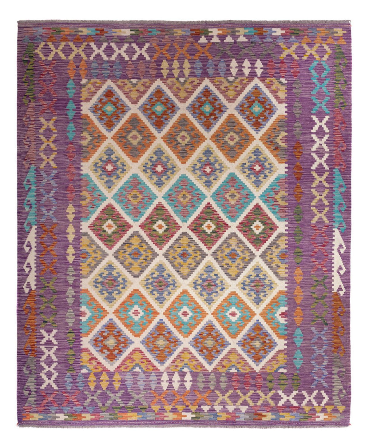 Kelim Carpet - Splash - 246 x 206 cm - flerfarvet
