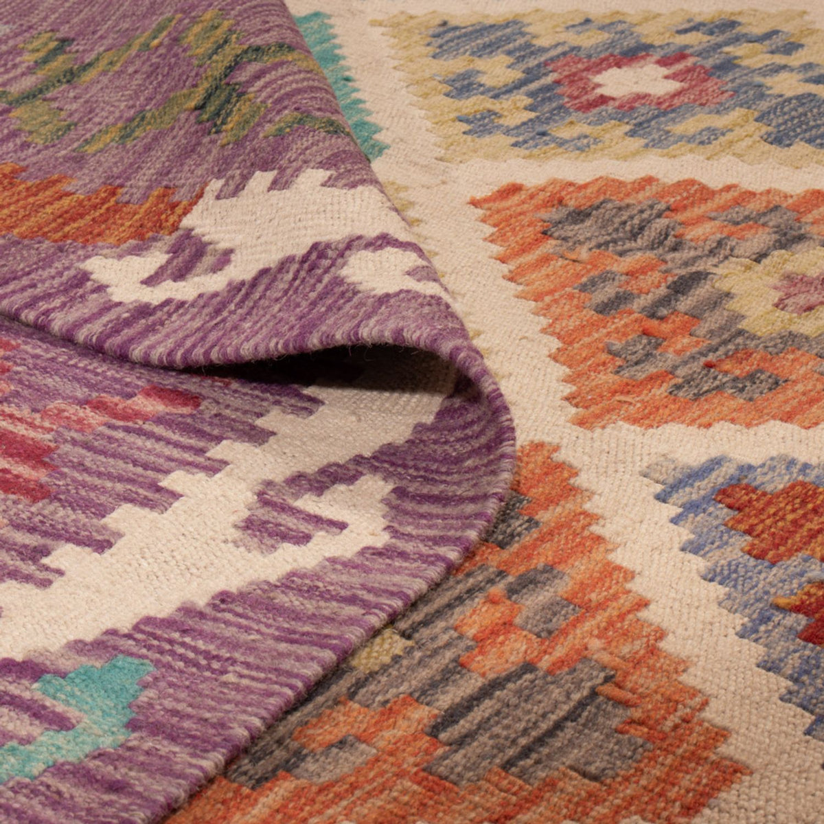 Kelim Carpet - Splash - 246 x 206 cm - flerfarvet