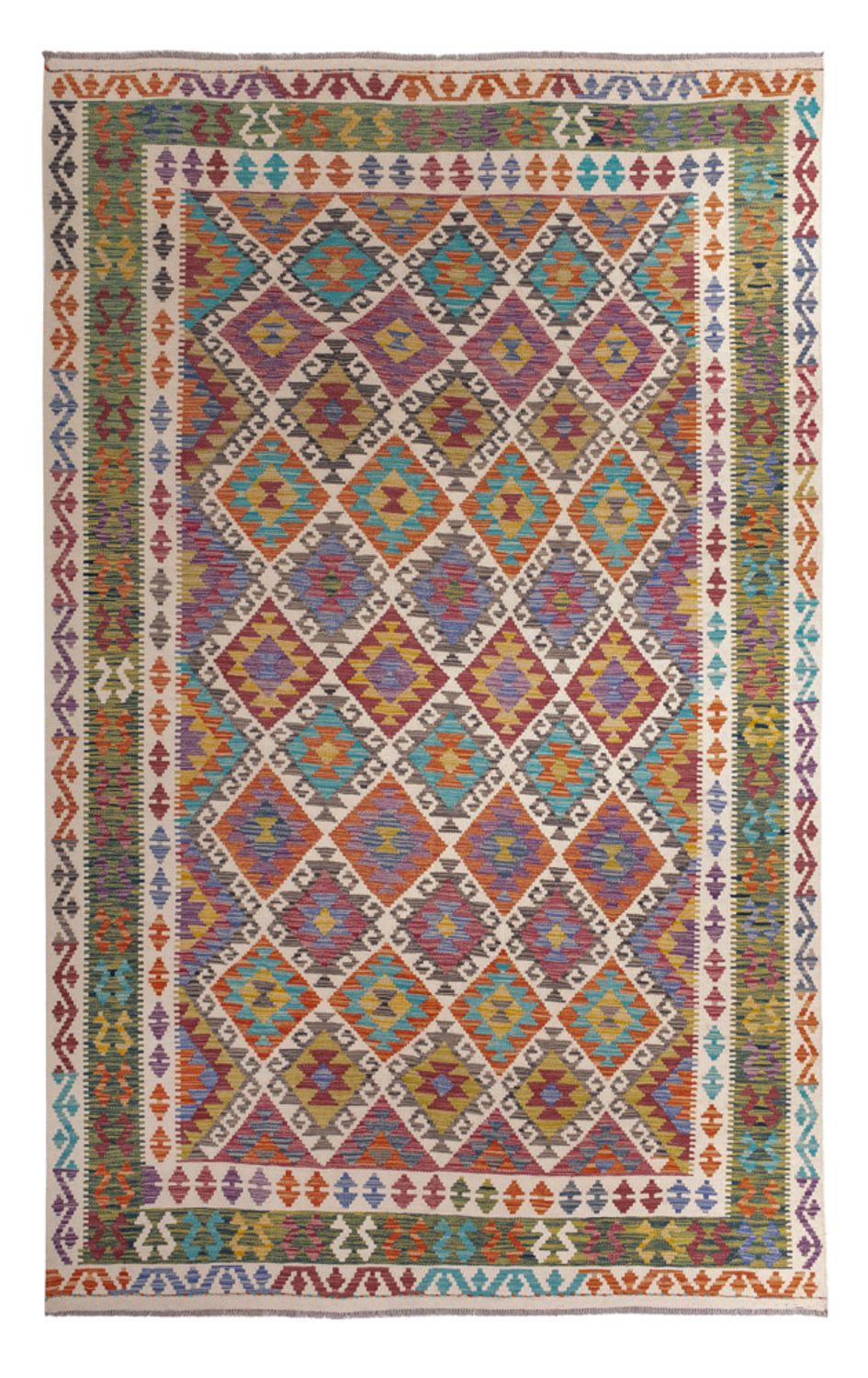Kelim Carpet - Splash - 305 x 196 cm - flerfarvet