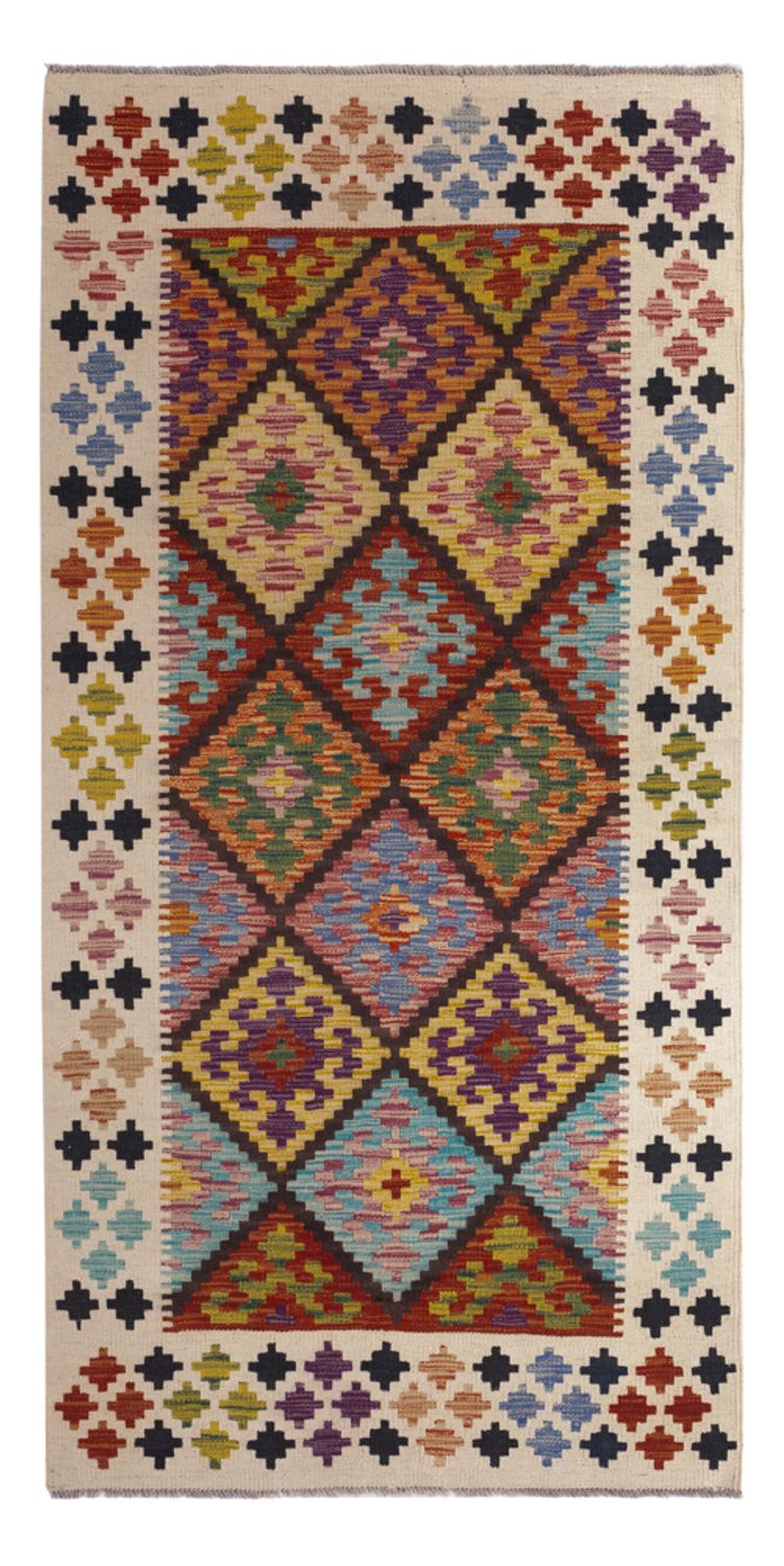 Løber Kelim Carpet - Splash - 199 x 101 cm - flerfarvet