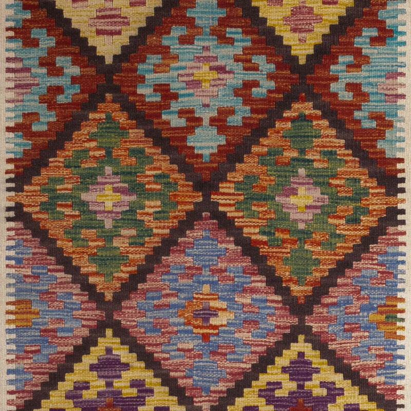 Løber Kelim Carpet - Splash - 199 x 101 cm - flerfarvet