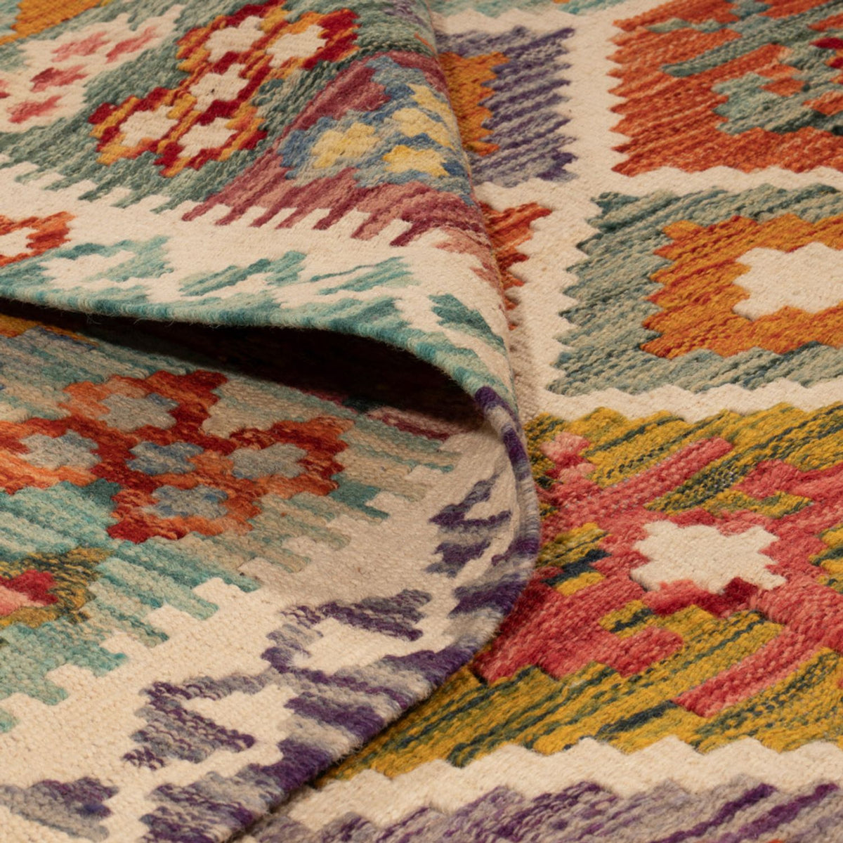 Kelim Carpet - Splash - 238 x 178 cm - flerfarvet