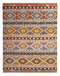 Kelim Carpet - Splash - 197 x 154 cm - flerfarvet