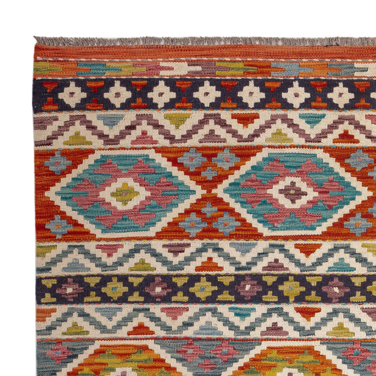 Kelim Carpet - Splash - 197 x 154 cm - flerfarvet