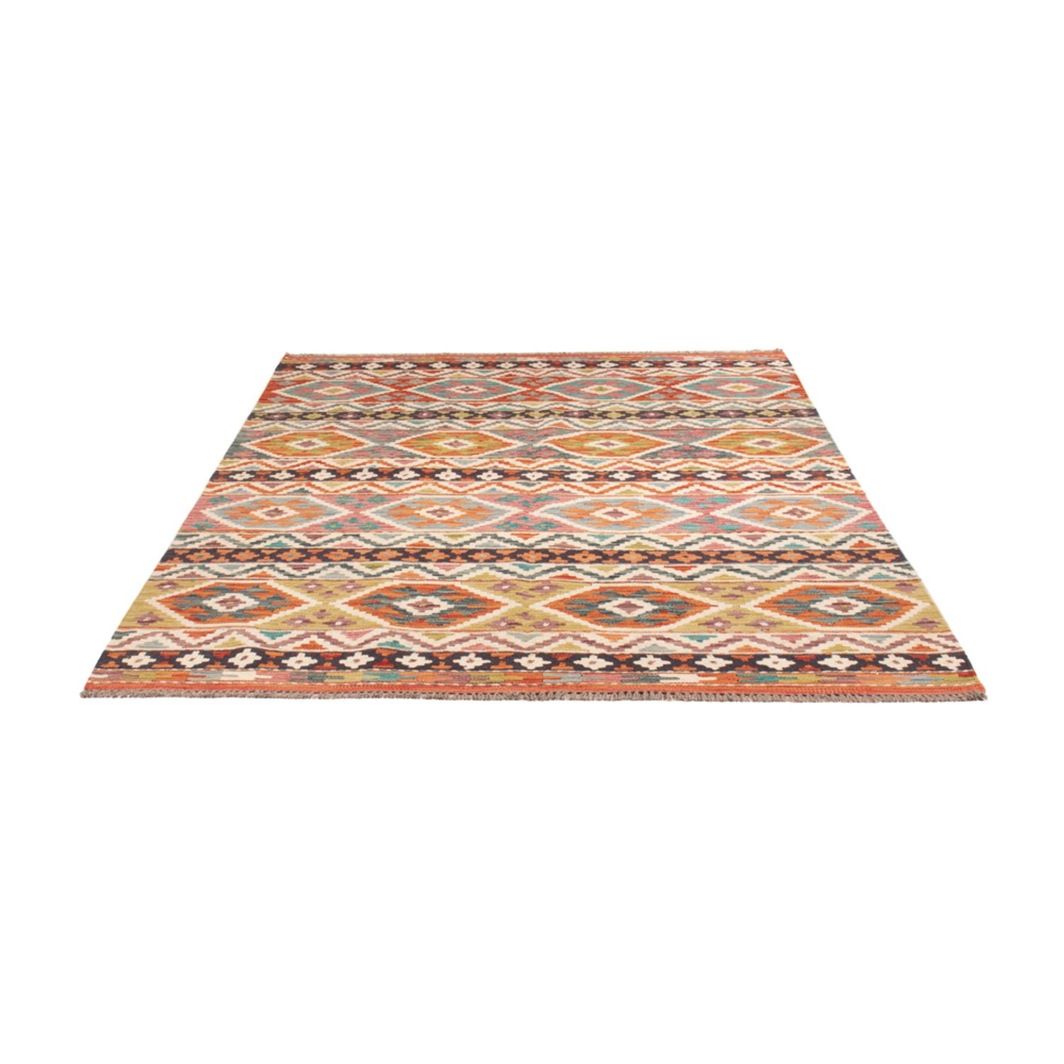 Kelim Carpet - Splash - 197 x 154 cm - flerfarvet