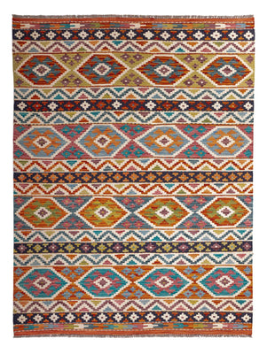 Kelim Carpet - Splash - 198 x 152 cm - flerfarvet