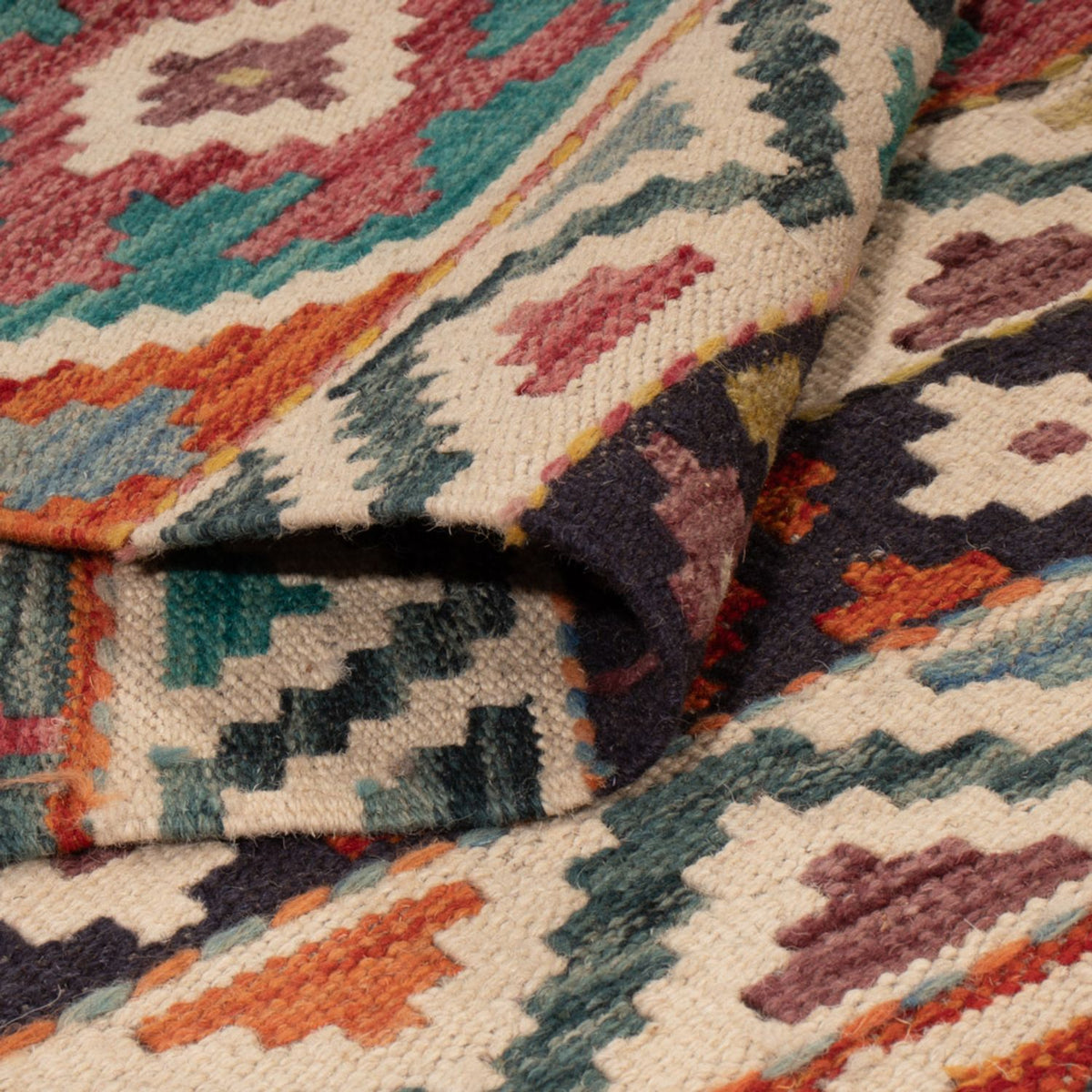 Kelim Carpet - Splash - 198 x 152 cm - flerfarvet