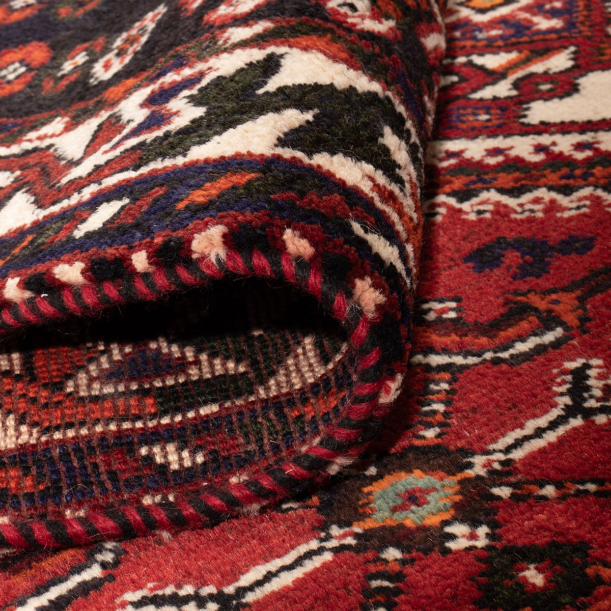 Persisk tæppe - Nomadisk - 252 x 155 cm - mørkerød