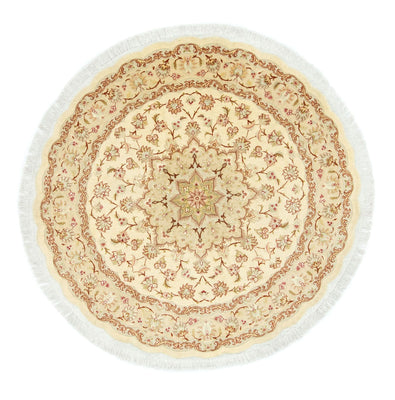 Persisk tæppe - Tabriz - Premium rundt  - 148 x 148 cm - beige