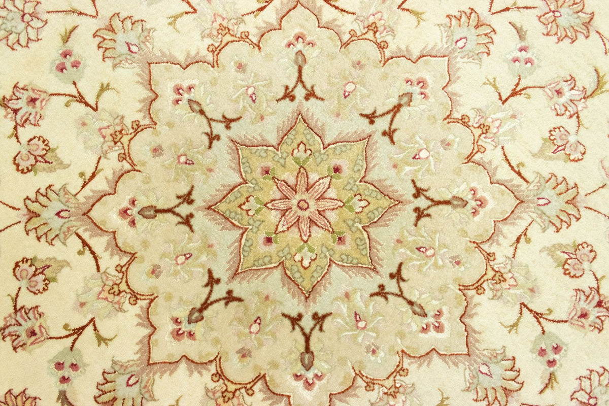 Persisk tæppe - Tabriz - Premium rundt  - 148 x 148 cm - beige