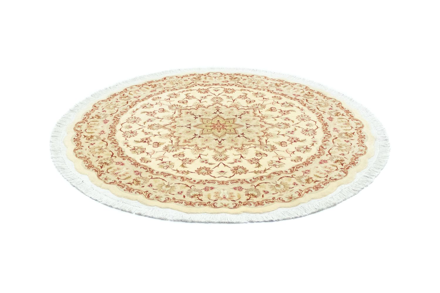 Persisk tæppe - Tabriz - Premium rundt  - 148 x 148 cm - beige
