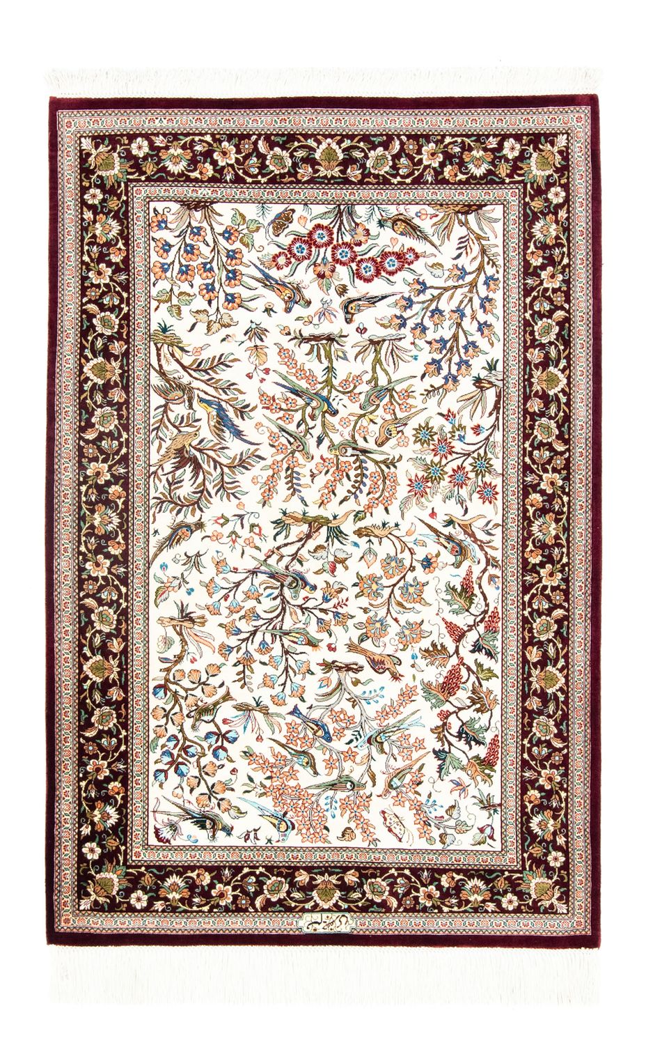 Silketæppe - Ghom Silk - Premium - 123 x 80 cm - beige