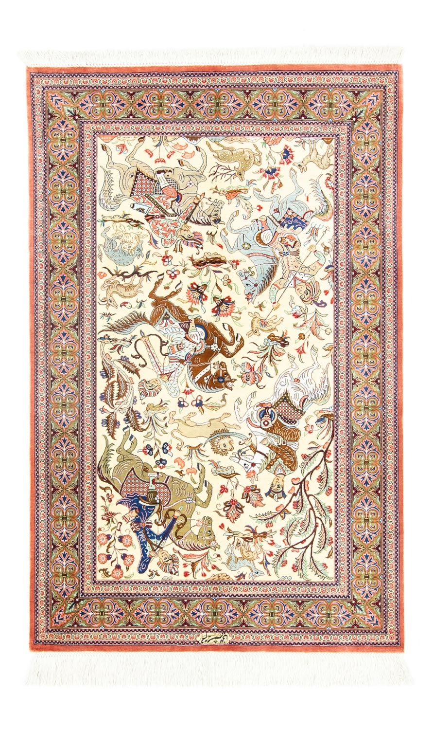 Silketæppe - Ghom Silk - Premium - 121 x 77 cm - beige