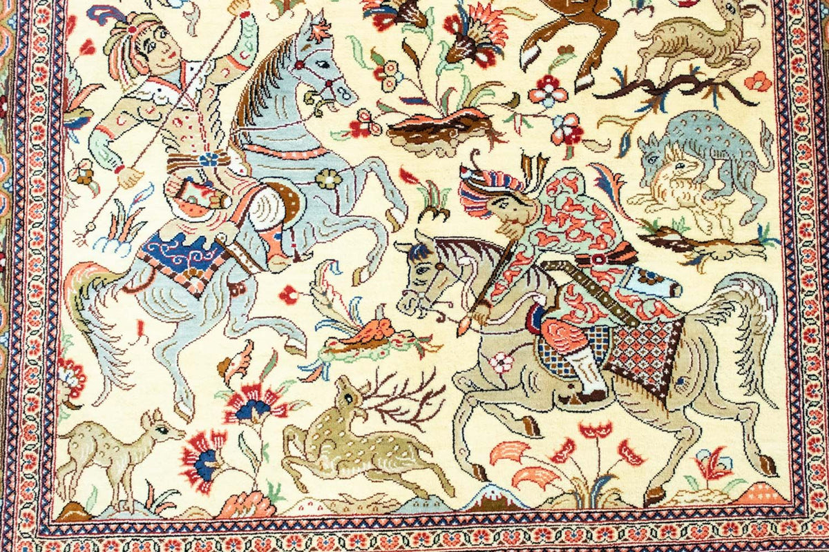 Silketæppe - Ghom Silk - Premium - 121 x 77 cm - beige