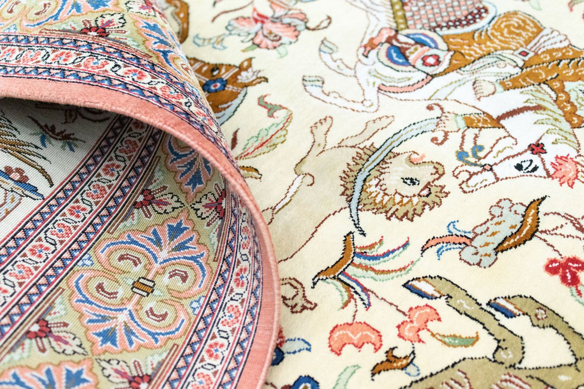 Silketæppe - Ghom Silk - Premium - 121 x 77 cm - beige