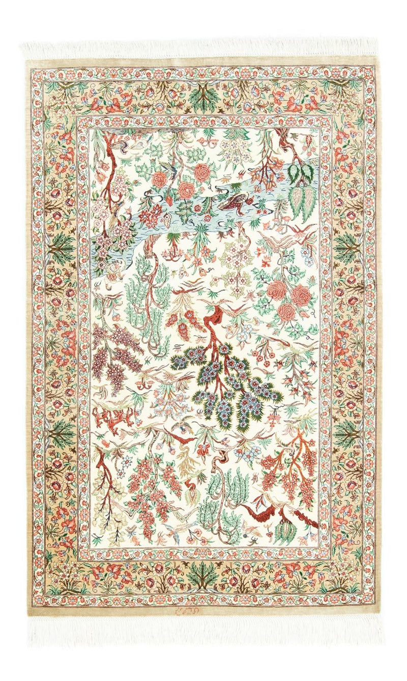 Silketæppe - Ghom Silk - Premium - 122 x 80 cm - beige
