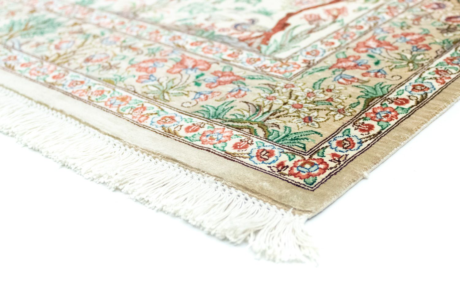 Silketæppe - Ghom Silk - Premium - 122 x 80 cm - beige