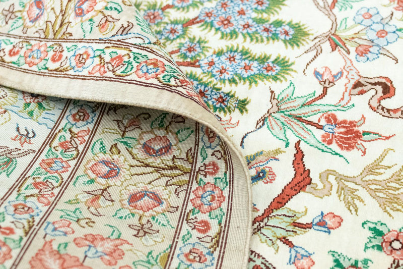 Silketæppe - Ghom Silk - Premium - 122 x 80 cm - beige