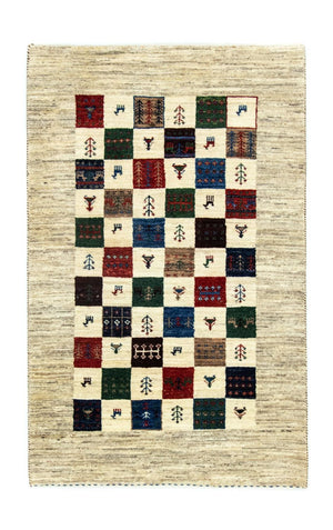 Gabbeh Tæppe - Loribaft Persisk - 124 x 83 cm - farvet