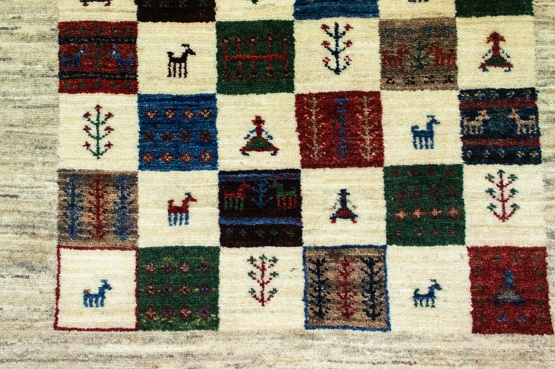 Gabbeh Tæppe - Loribaft Persisk - 124 x 83 cm - farvet