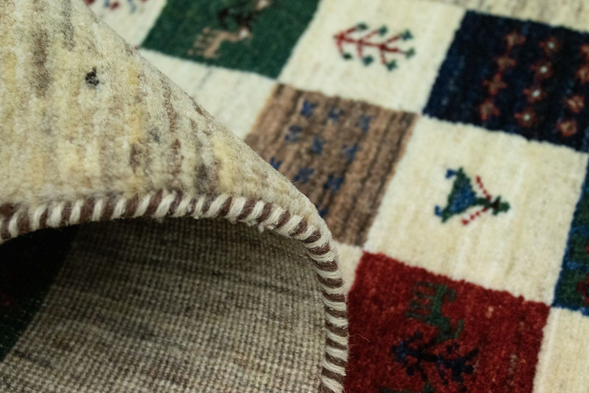 Gabbeh Tæppe - Loribaft Persisk - 124 x 83 cm - farvet