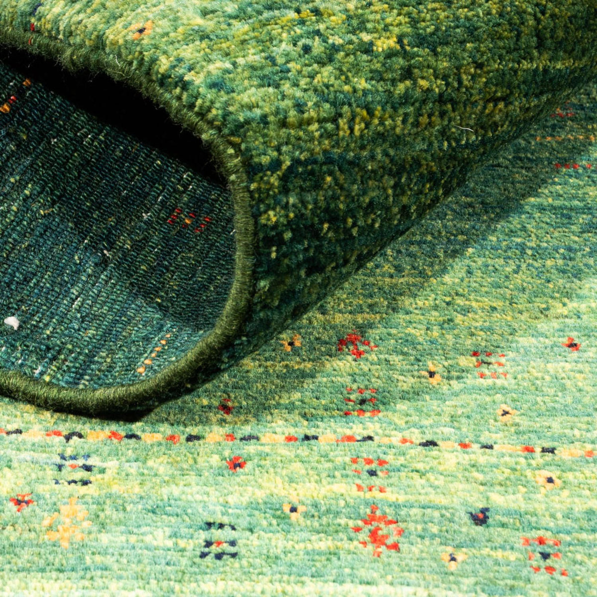 Gabbeh Tæppe - Loribaft Persisk - 139 x 99 cm - grøn