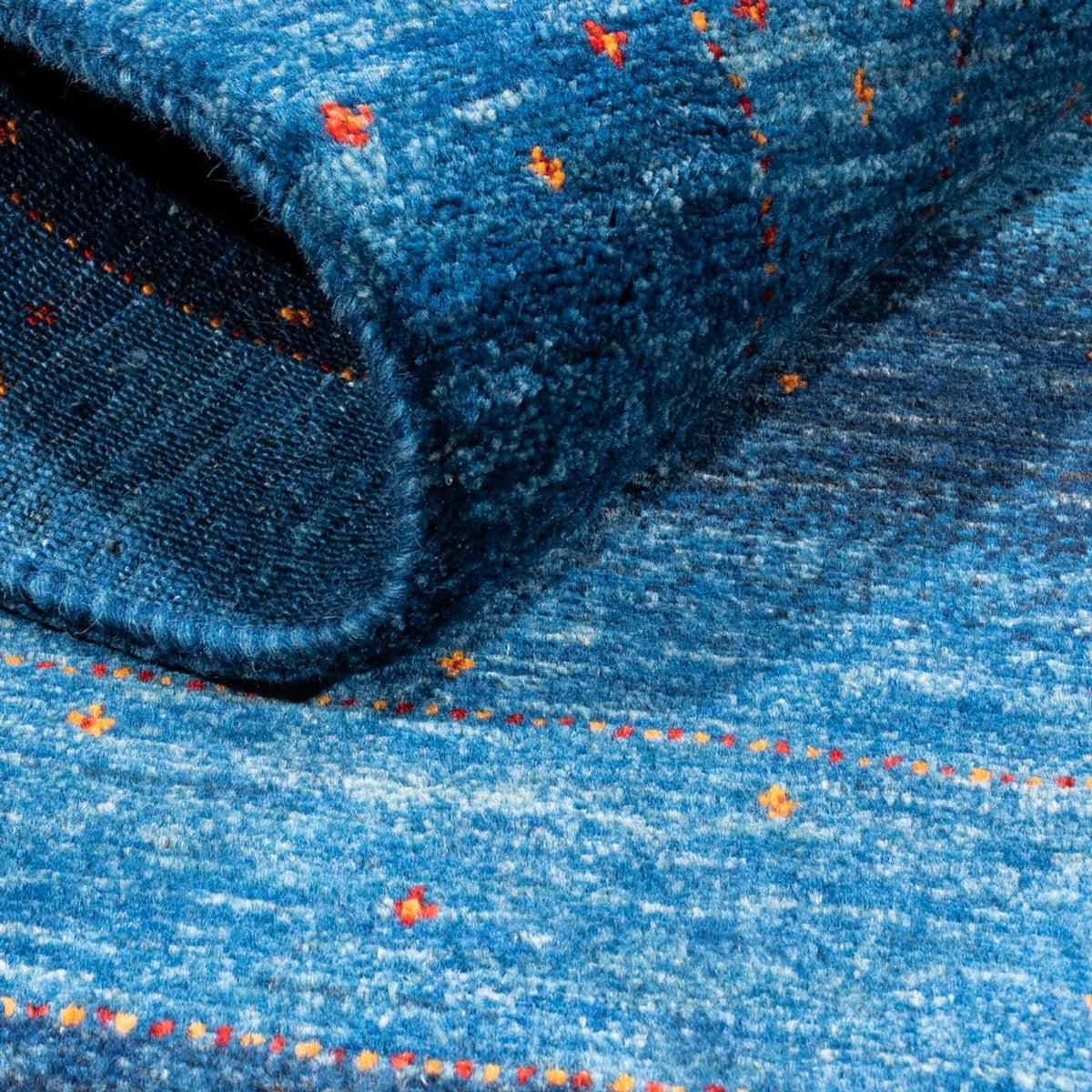 Gabbeh Tæppe - Loribaft Persisk - 129 x 85 cm - blå