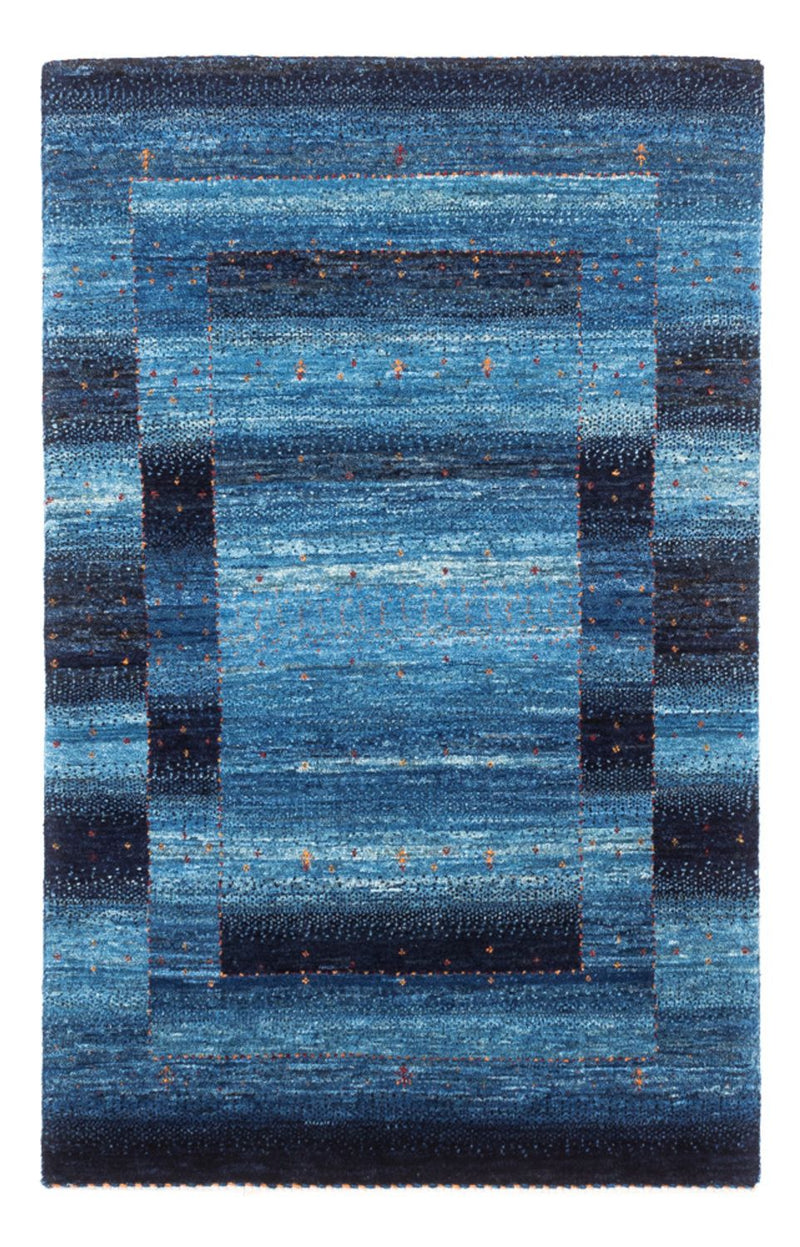 Gabbeh Tæppe - Loribaft Persisk - 129 x 84 cm - blå