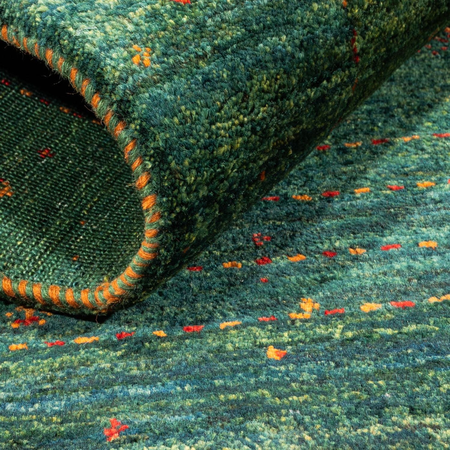 Gabbeh Tæppe - Loribaft Persisk - 125 x 86 cm - grøn