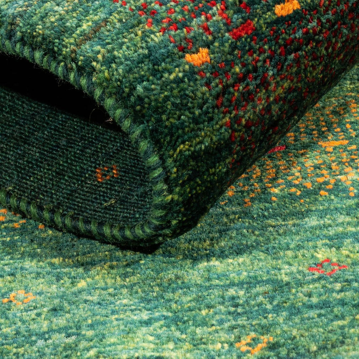 Gabbeh Tæppe - Loribaft Persisk - 128 x 82 cm - grøn