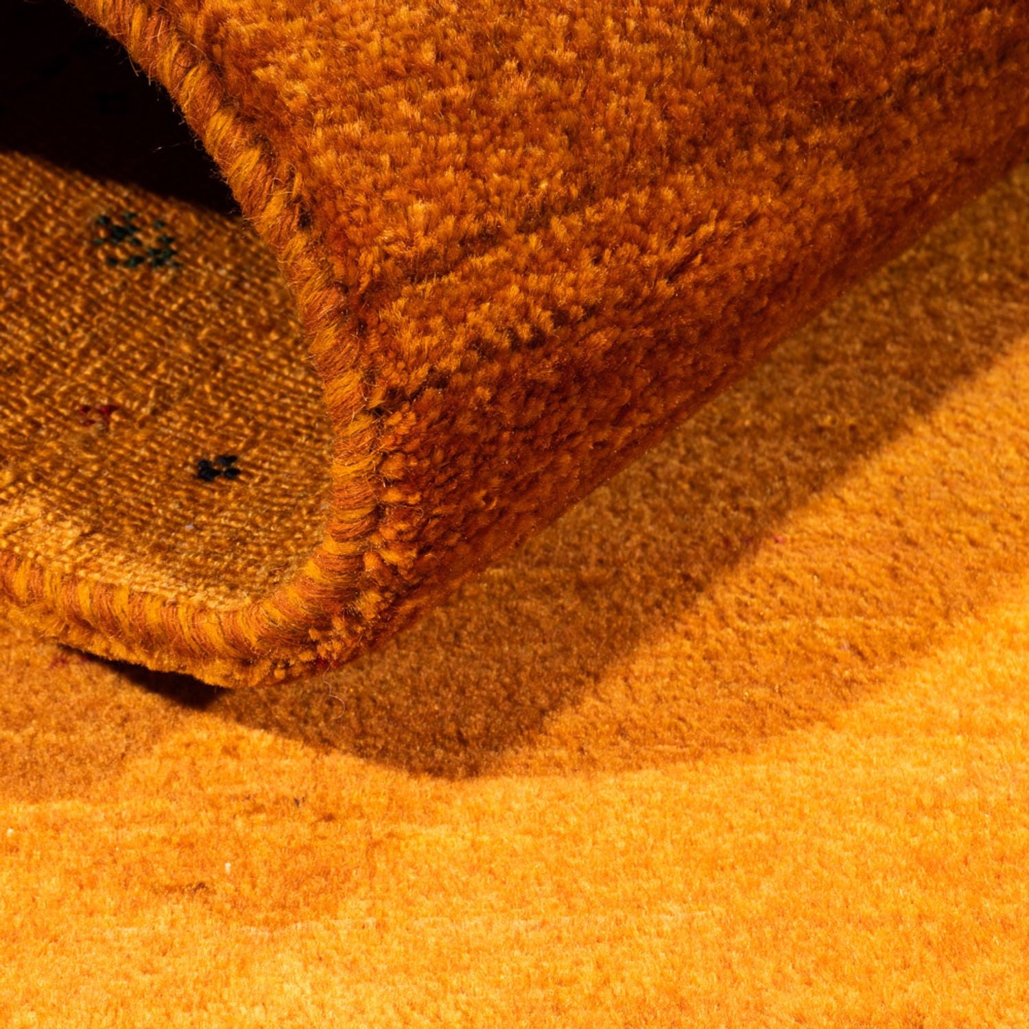 Gabbeh Tæppe - Loribaft Persisk - 101 x 80 cm - guld