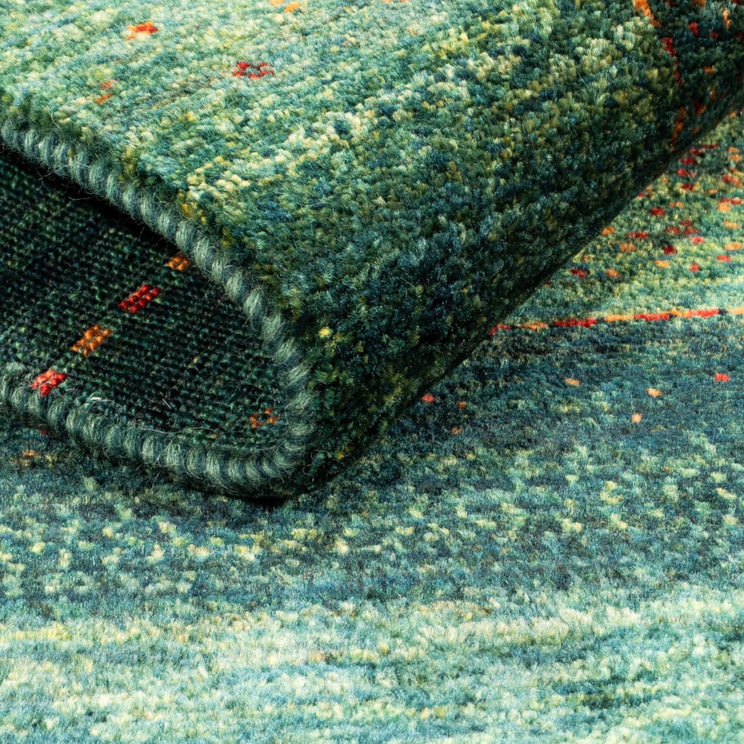 Gabbeh Tæppe - Loribaft Persisk - 111 x 83 cm - grøn