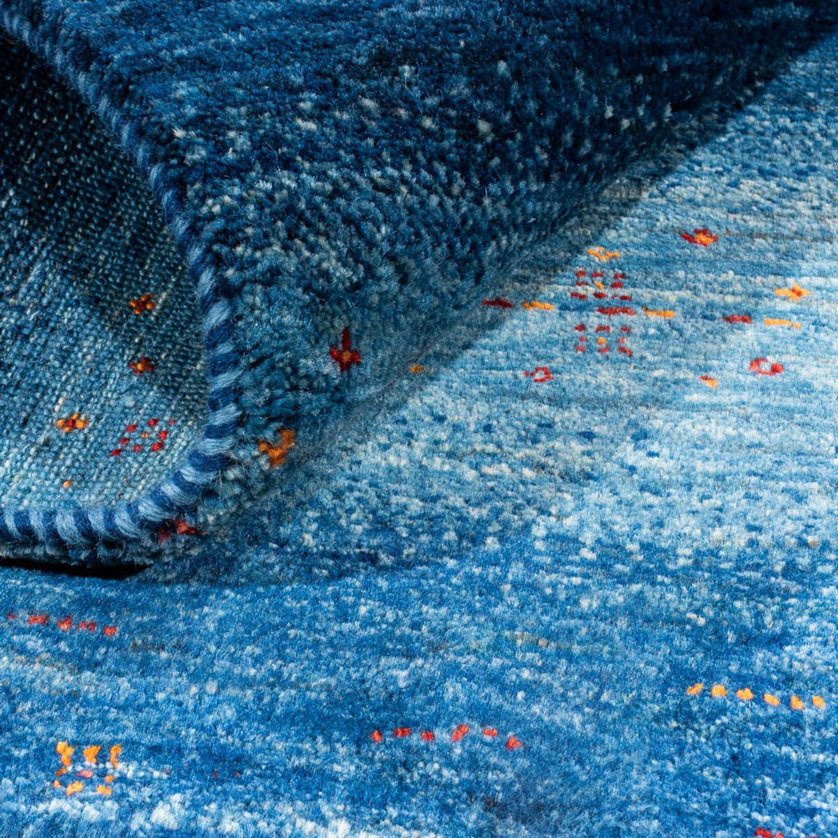 Gabbeh Tæppe - Loribaft Persisk - 116 x 92 cm - blå