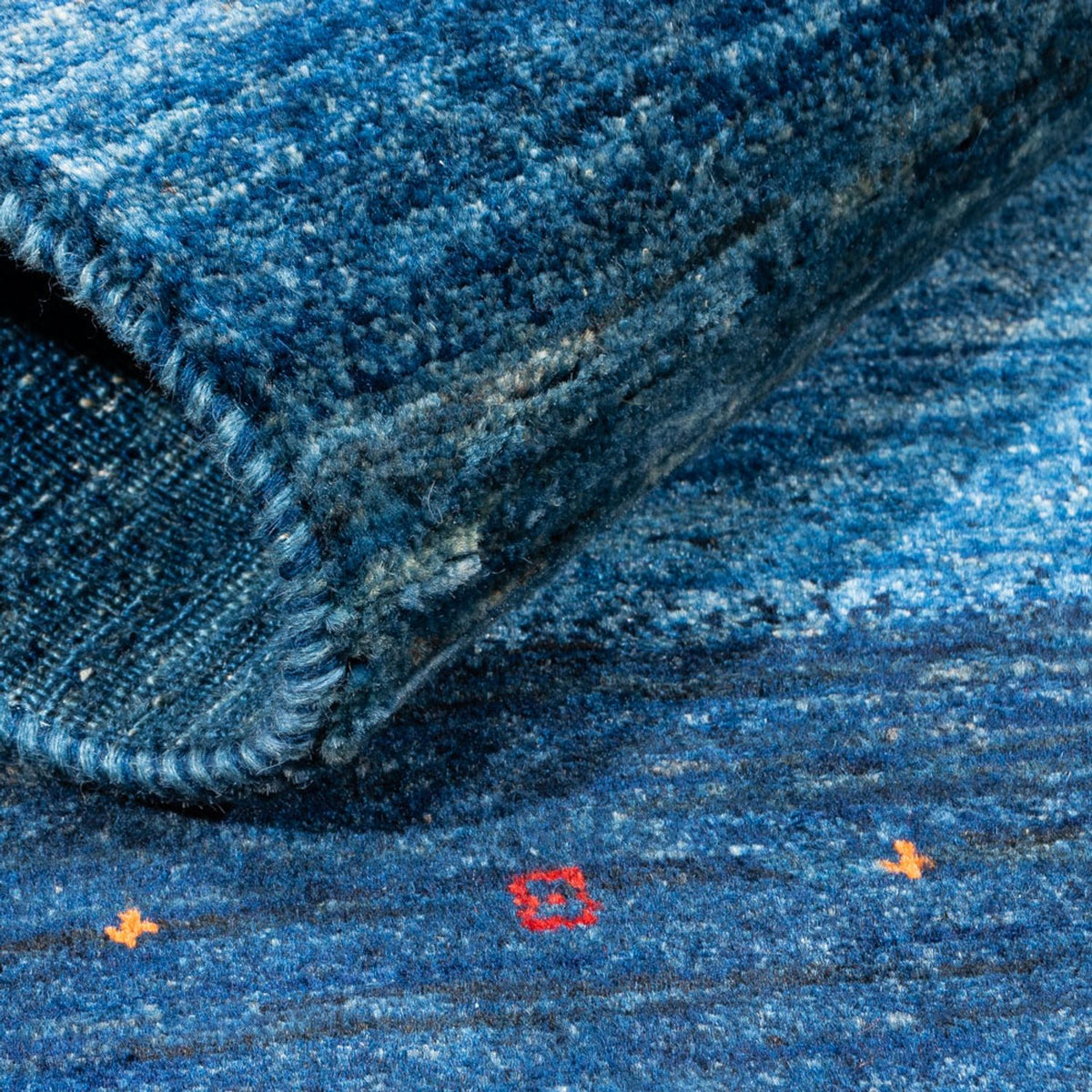 Gabbeh Tæppe - Loribaft Persisk - 108 x 88 cm - blå