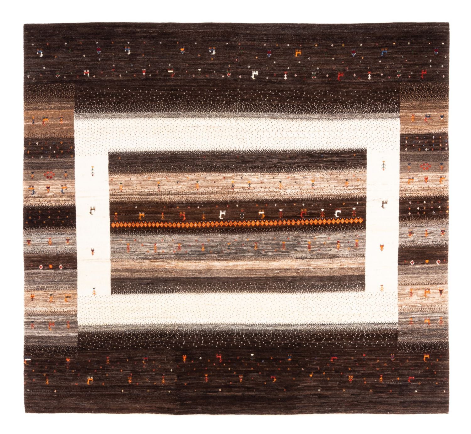 Gabbeh Tæppe - Loribaft Persisk - Royal firkantet  - 198 x 212 cm - natur