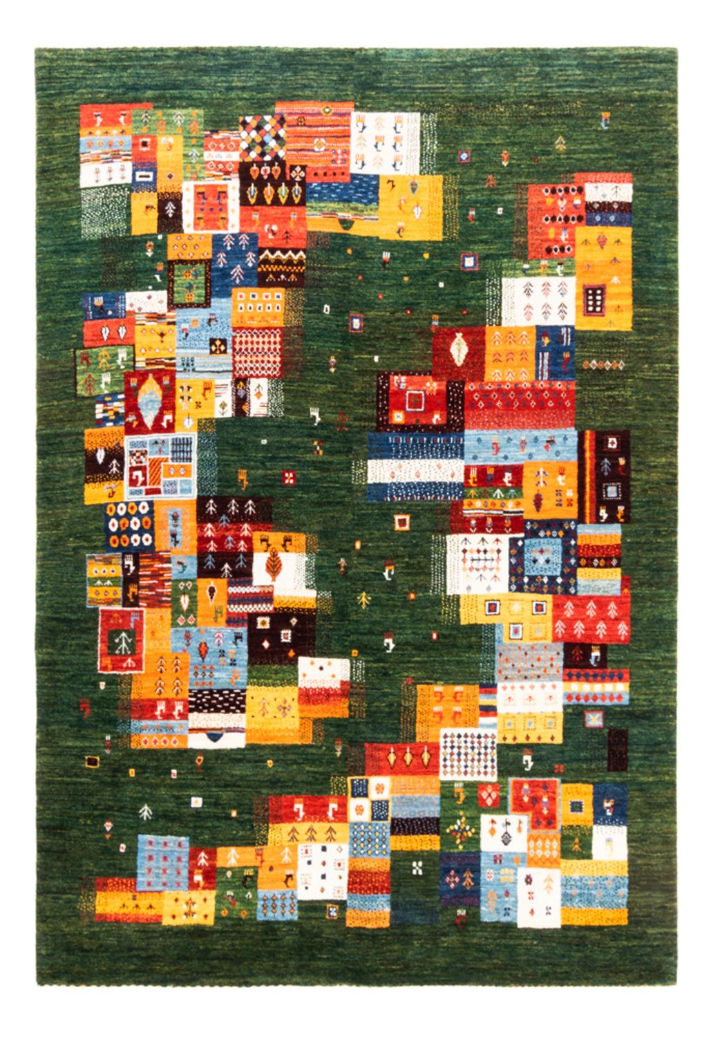 Gabbeh Tæppe - Loribaft Persisk - 244 x 176 cm - grøn