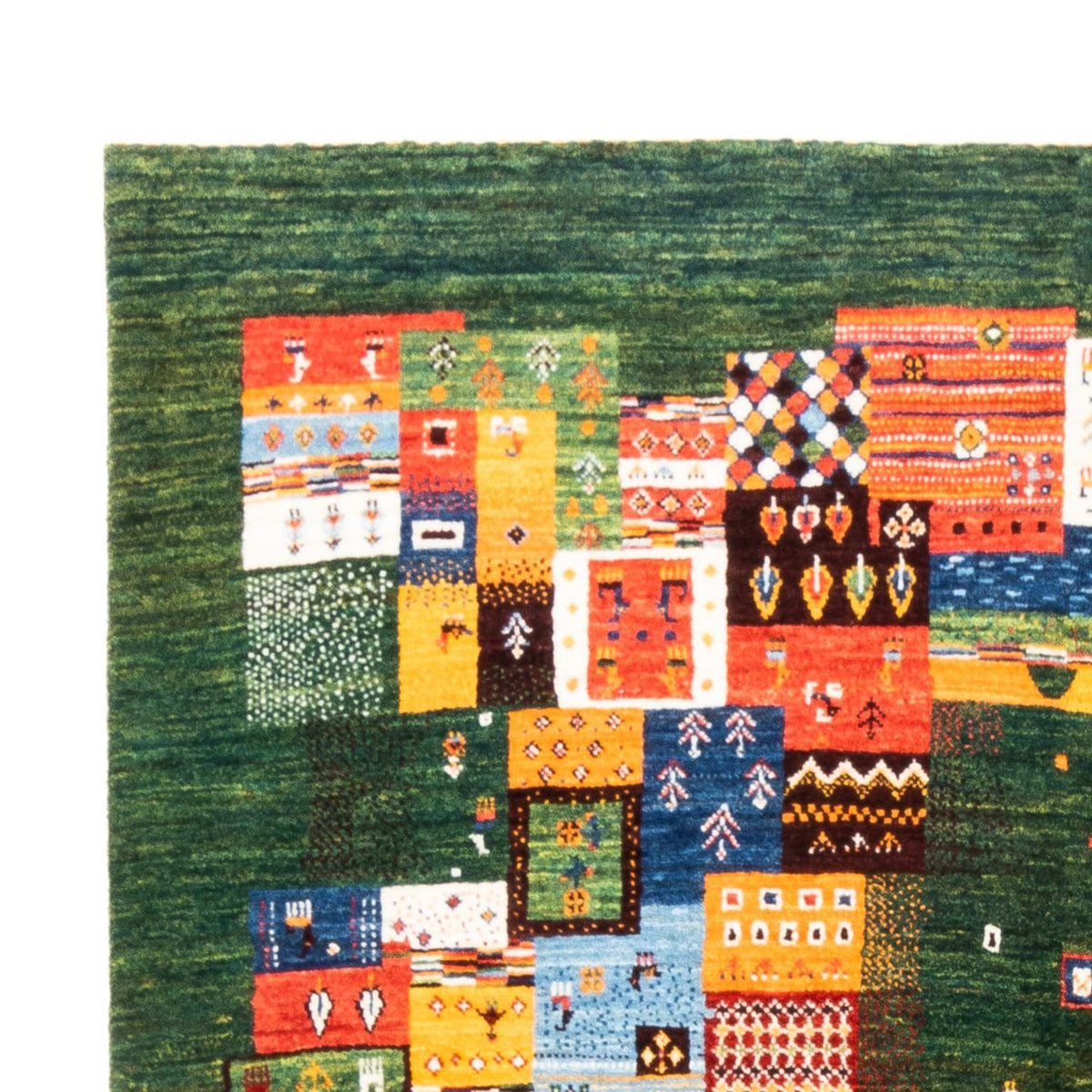 Gabbeh Tæppe - Loribaft Persisk - 244 x 176 cm - grøn