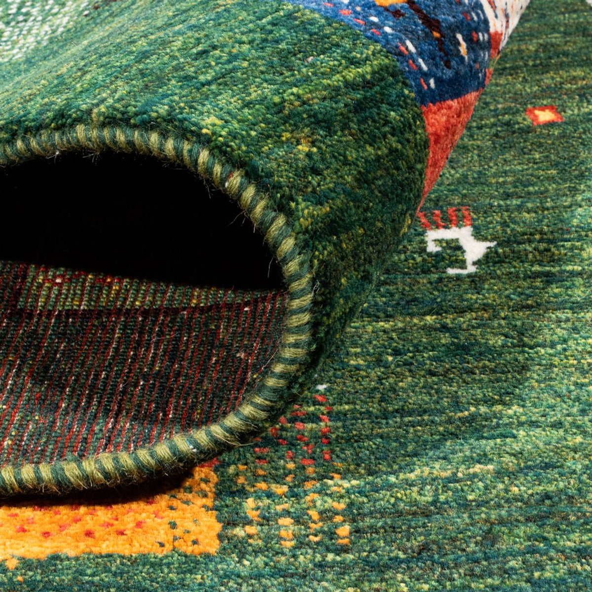 Gabbeh Tæppe - Loribaft Persisk - 244 x 176 cm - grøn