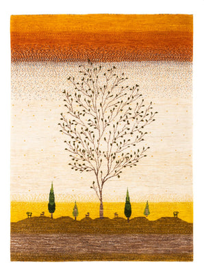 Gabbeh Tæppe - Loribaft Persisk - 175 x 129 cm - guld