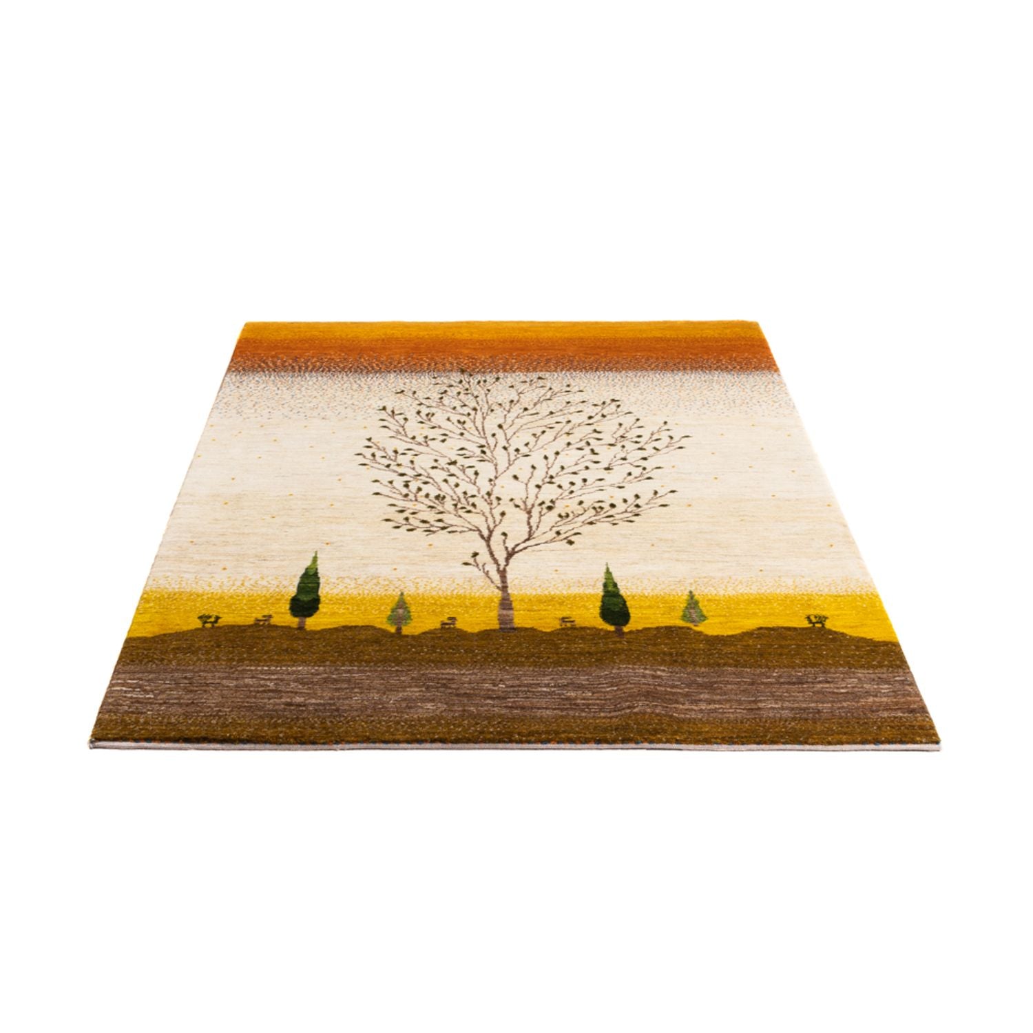 Gabbeh Tæppe - Loribaft Persisk - 175 x 129 cm - guld