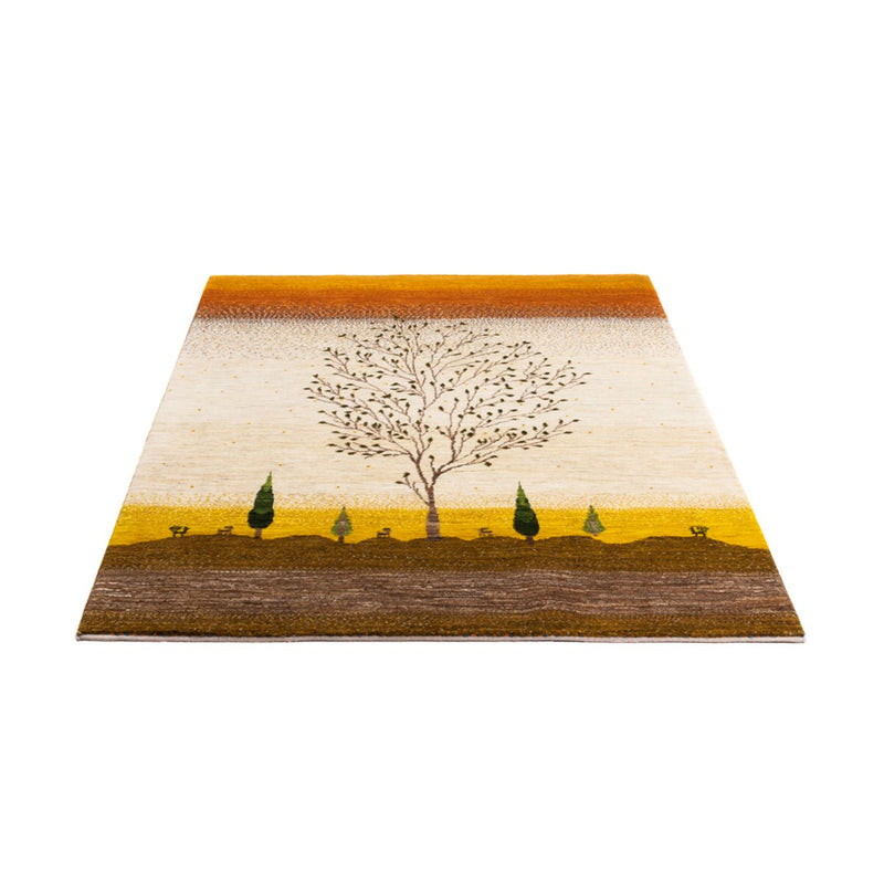 Gabbeh Tæppe - Loribaft Persisk - 175 x 129 cm - guld