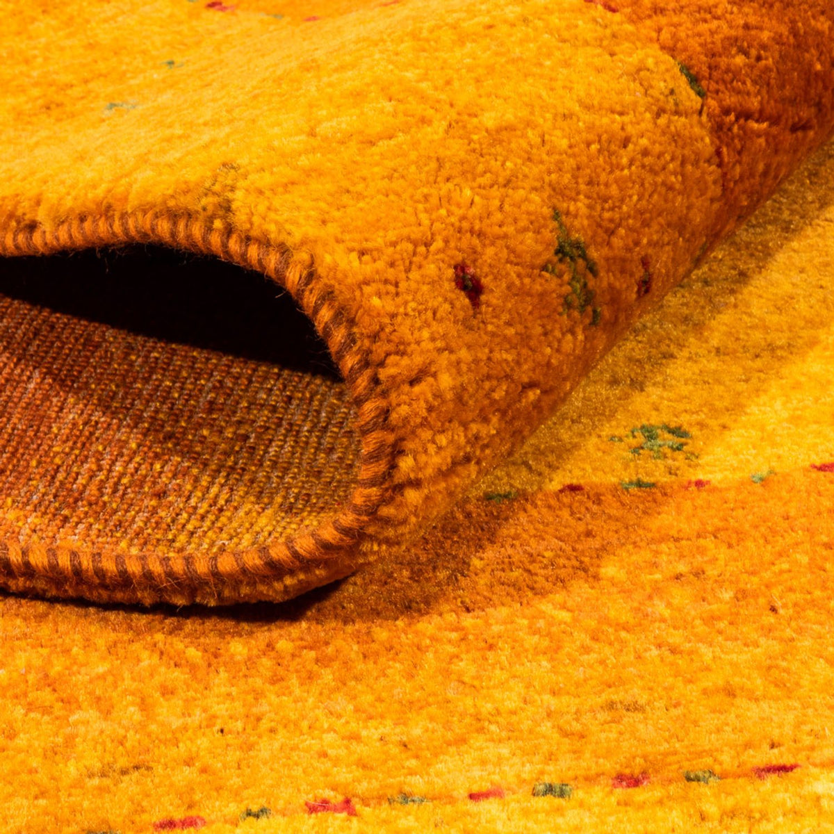 Gabbeh Tæppe - Loribaft Persisk - 162 x 125 cm - guld