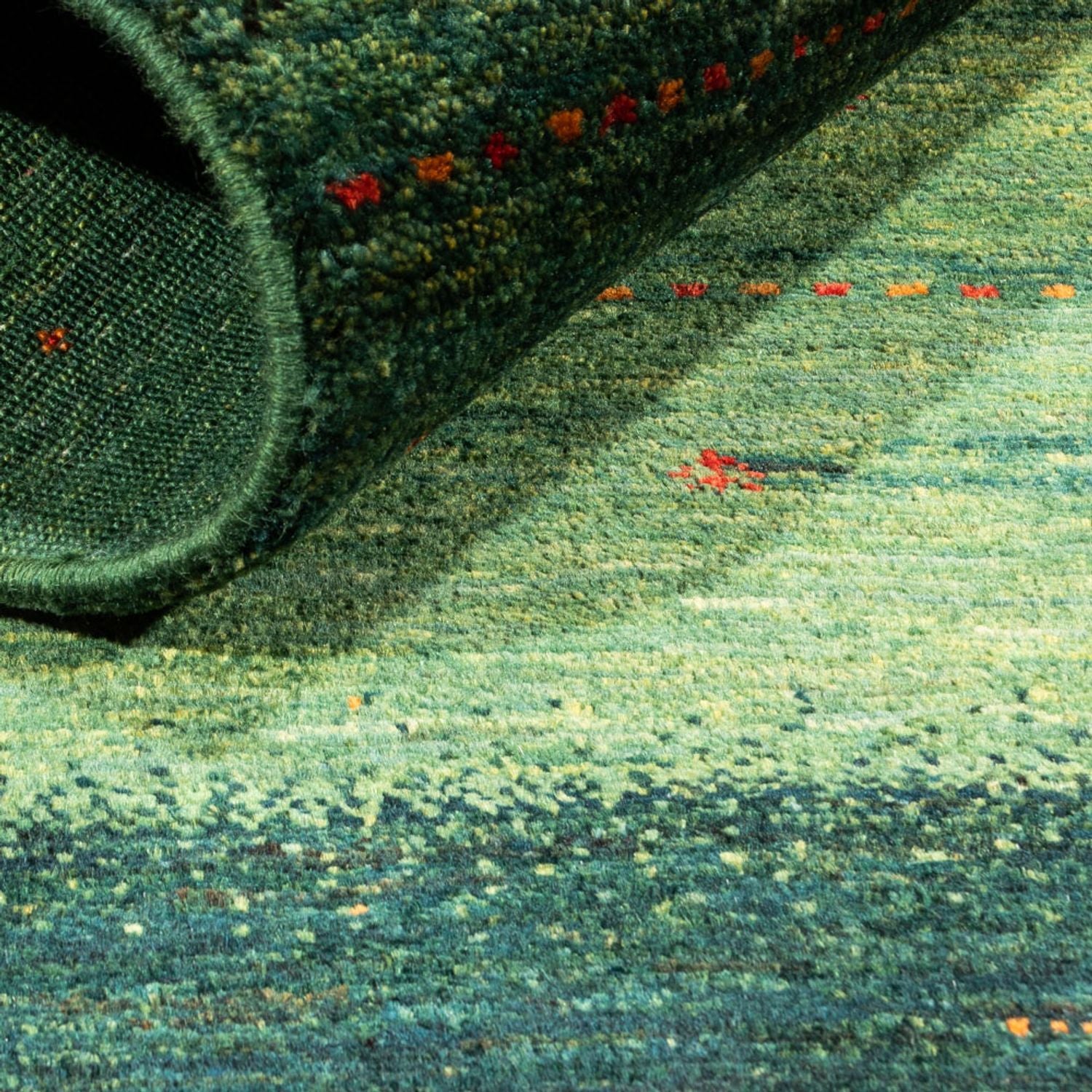 Gabbeh Tæppe - Loribaft Persisk - 132 x 90 cm - grøn