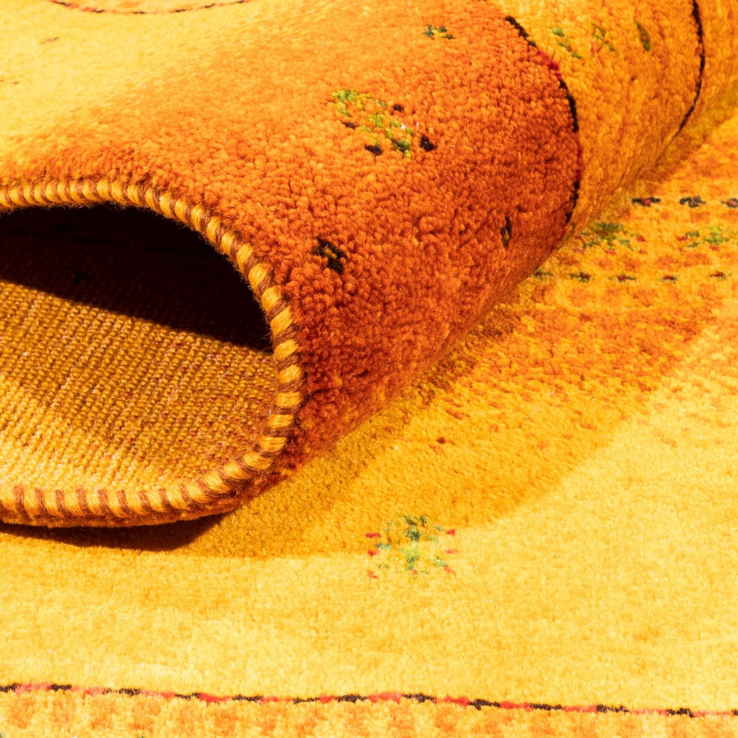 Gabbeh Tæppe - Loribaft Persisk - 200 x 154 cm - guld