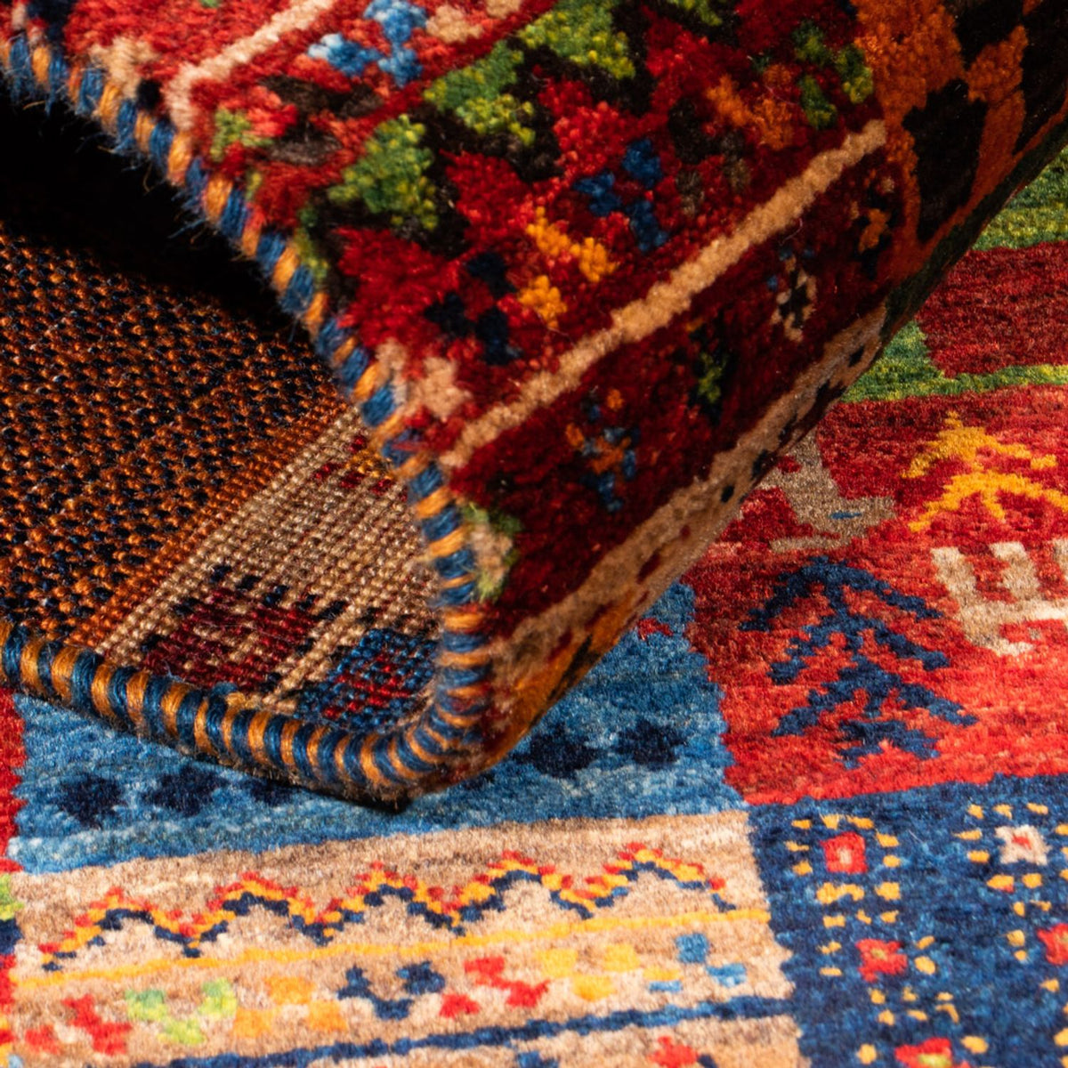 Gabbeh Tæppe - Loribaft Persisk - Royal - 124 x 80 cm - flerfarvet