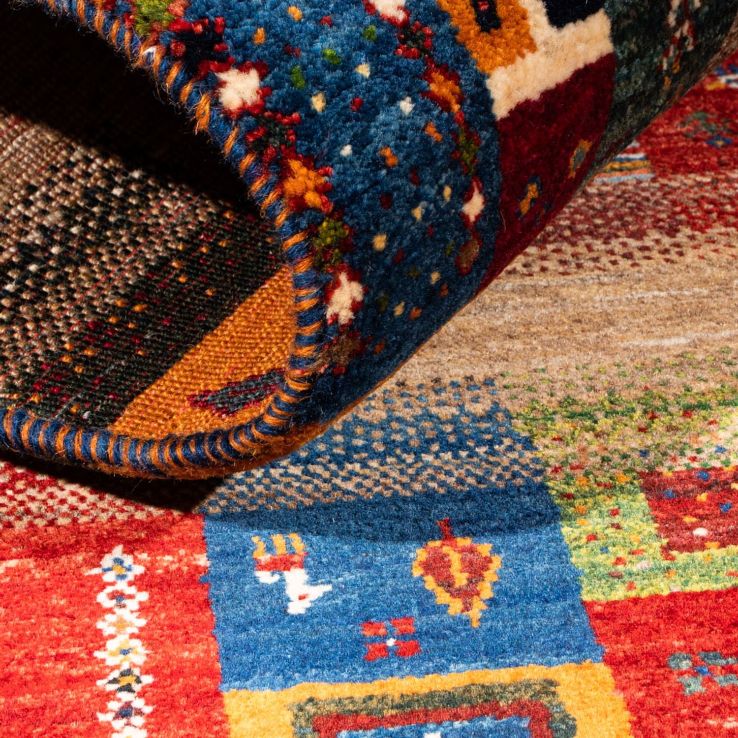 Gabbeh Tæppe - Loribaft Persisk - Royal - 132 x 84 cm - flerfarvet