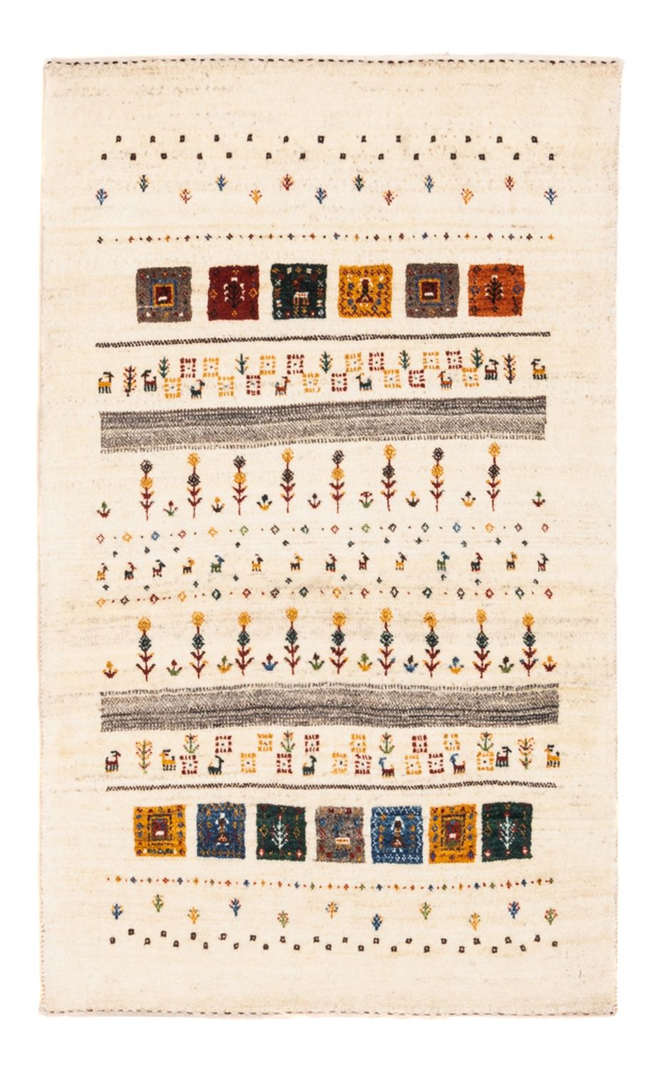 Gabbeh Tæppe - Loribaft Persisk - Royal - 122 x 78 cm - creme