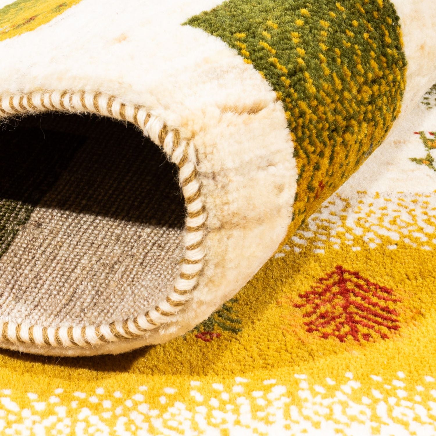 Gabbeh Tæppe - Loribaft Persisk - 203 x 158 cm - natur