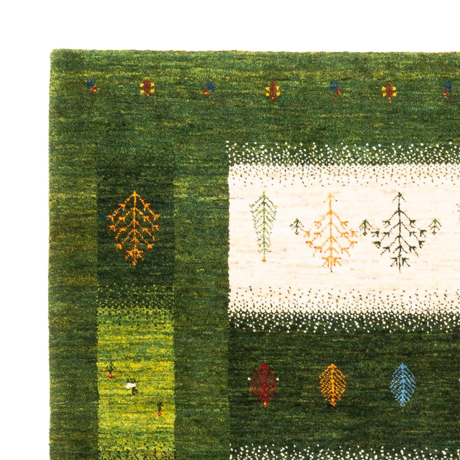 Gabbeh Tæppe - Loribaft Persisk - 197 x 155 cm - grøn