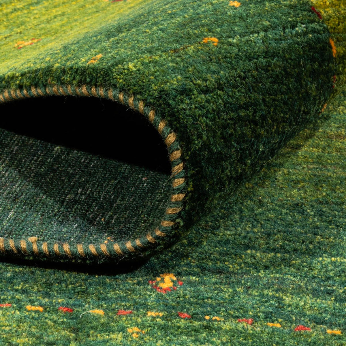 Gabbeh Tæppe - Loribaft Persisk - 198 x 146 cm - grøn